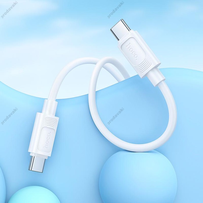 Кабель HOCO X122 Benefit silicone charging data cable Type-C to Type-C 60W 3A 1m White