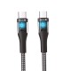 Кабель Veron CC01 Nylon LED Cable Type-C to Type-C 60W 3A 1.2m Black