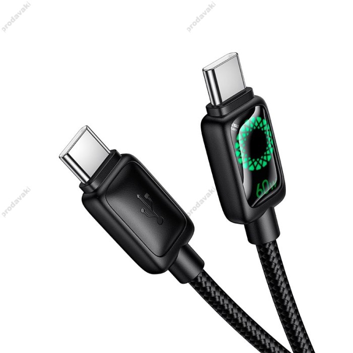 Кабель HOCO U146 Mundo charging data cable Type-C to Type-C 60W 3A 1.2m Black