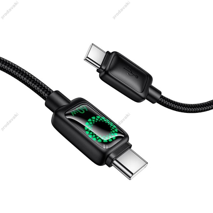 Кабель HOCO U146 Mundo charging data cable Type-C to Type-C 60W 3A 1.2m Black