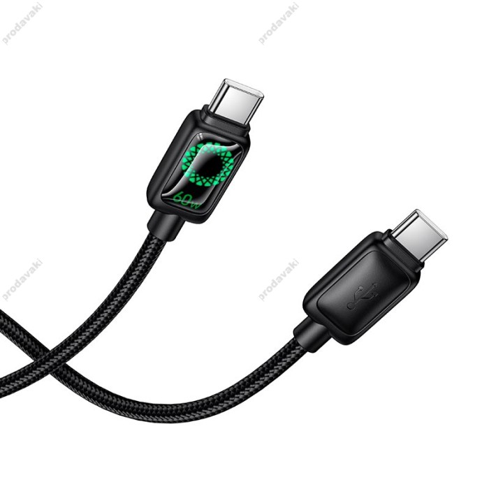 Кабель HOCO U146 Mundo charging data cable Type-C to Type-C 60W 3A 1.2m Black