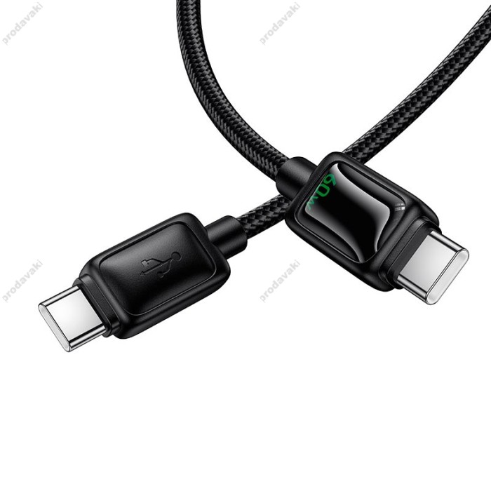 Кабель HOCO U146 Mundo charging data cable Type-C to Type-C 60W 3A 1.2m Black