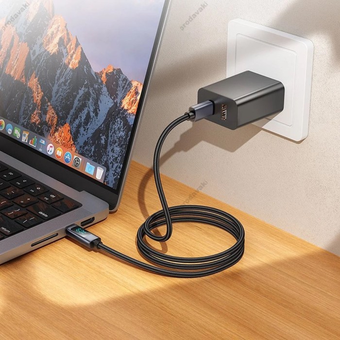 Кабель HOCO X112 Favor PD charging data cable with display Type-C to Type-C 60W 3A 1m Black