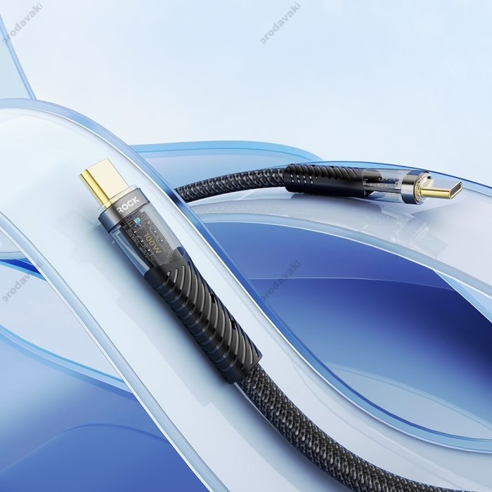 Кабель Rock Z21 Nylon Cable Type-C to Type-C 100W 5A 1.2m Black