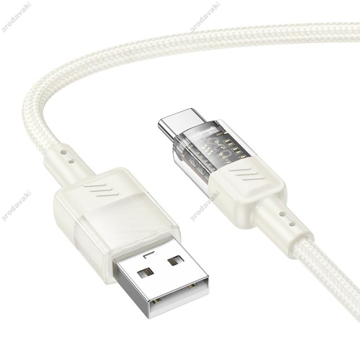 Кабель HOCO U129 transparent charging data cable USB to Type-C 3A 1.2m Beige