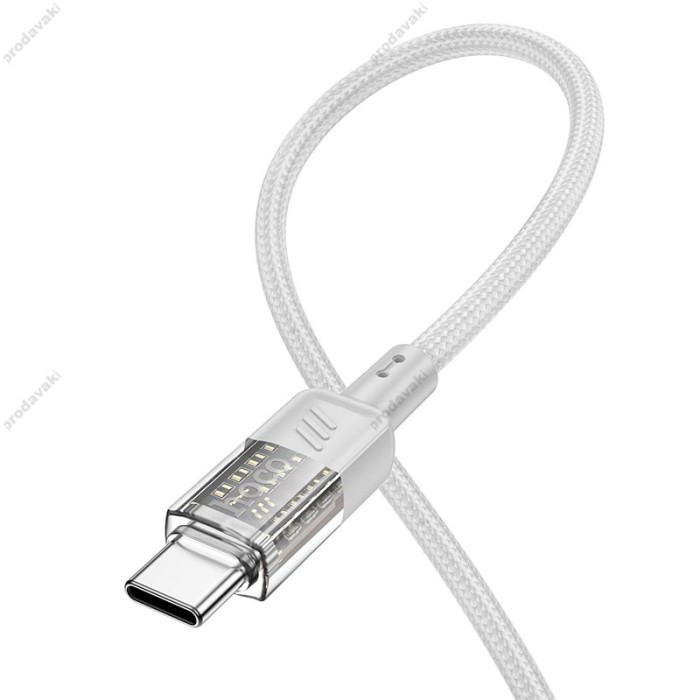 Кабель HOCO U129 transparent charging data cable USB to Type-C 3A 1.2m Grey