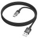 Кабель HOCO U129 transparent charging data cable USB to Type-C 3A 1.2m Black