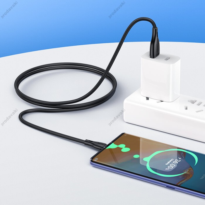 Кабель HOCO X61 Ultimate silicone charging data cable USB to Type-C 3A 1m Black