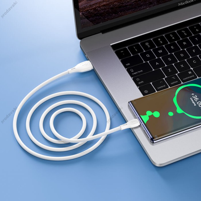 Кабель HOCO X61 Ultimate silicone charging data cable USB to Type-C 3A 1m White