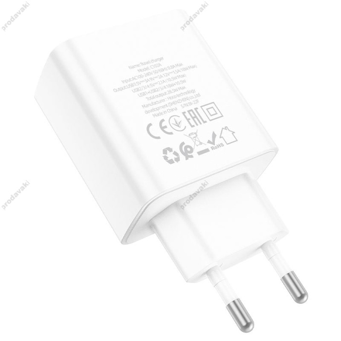 Мережевий зарядний пристрій HOCO C102A Fuerza four-port charger 28.5W White