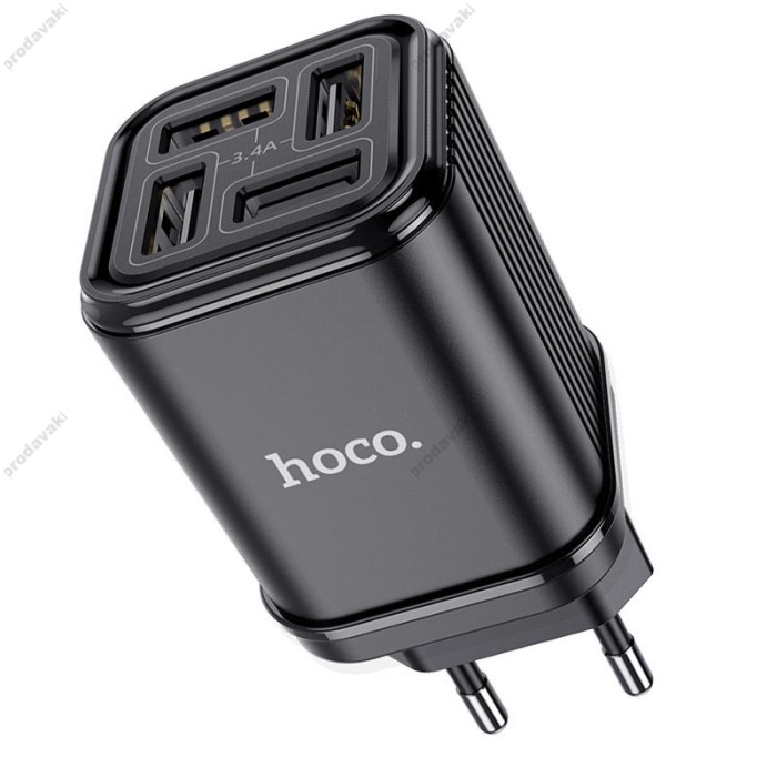 Мережевий зарядний пристрій HOCO C84A Resolute four-port charger 17W Black