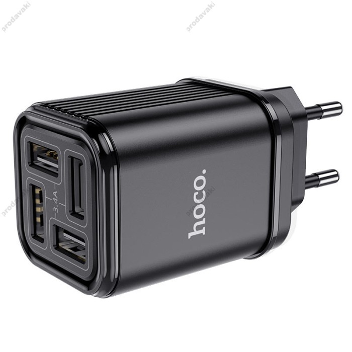Мережевий зарядний пристрій HOCO C84A Resolute four-port charger 17W Black