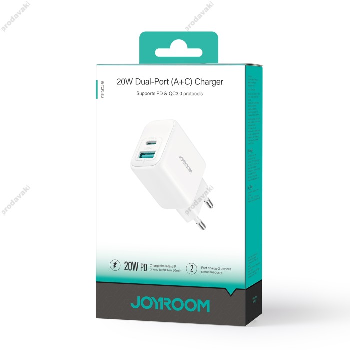Мережевий зарядний пристрій JoyRoom JR-TCF21 Dual port 20W White
