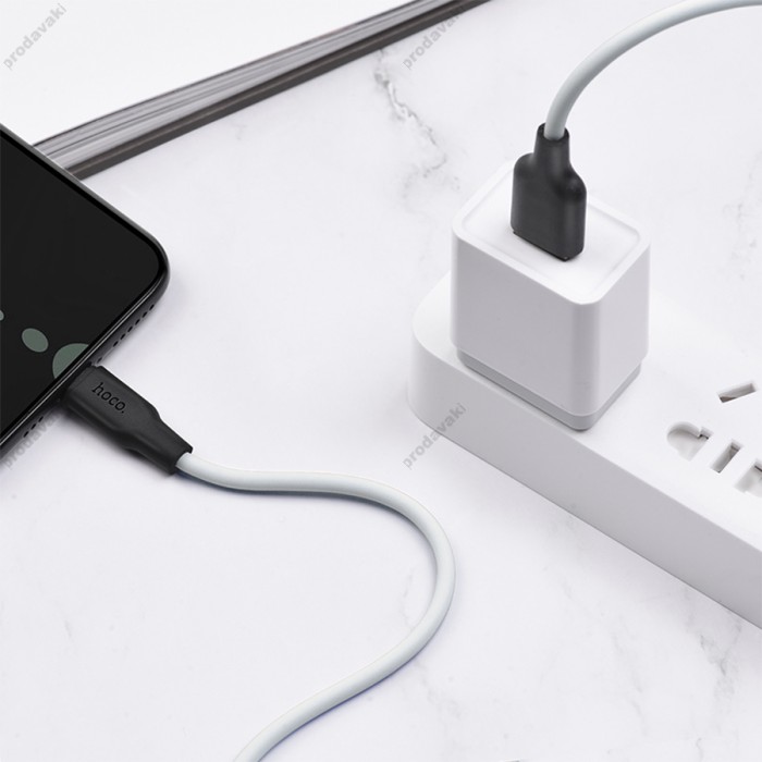 Кабель Hoco X21 Plus Silicone USB to Type-C 3A 2m Black-White