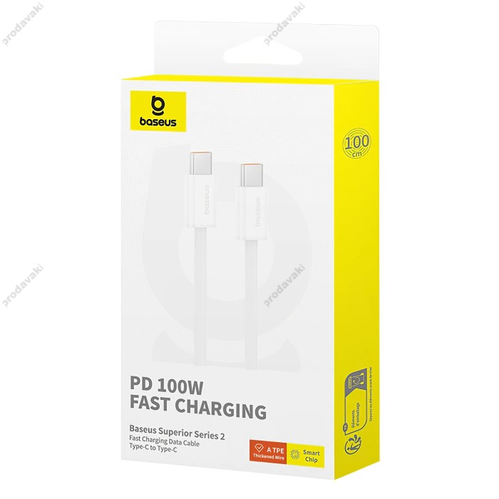 Кабель Baseus Superior Series 2 Fast Charging Cable Type-C to Type-C 100W 5A 1m White P10365200211-03