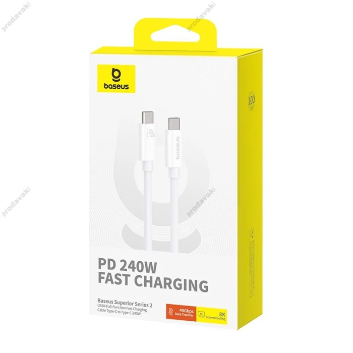 Кабель Baseus Superior Series 2 Fast Charging Cable Type-C to Type-C 240W 5A 1m White P10365200211-02