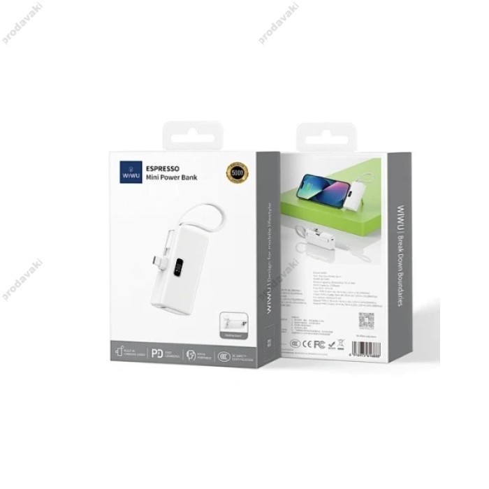 Повербанк портативний акумулятор Power bank WiWU Wi-P044 ESPRESSO Mini Type-C 20W 5000 mAh White