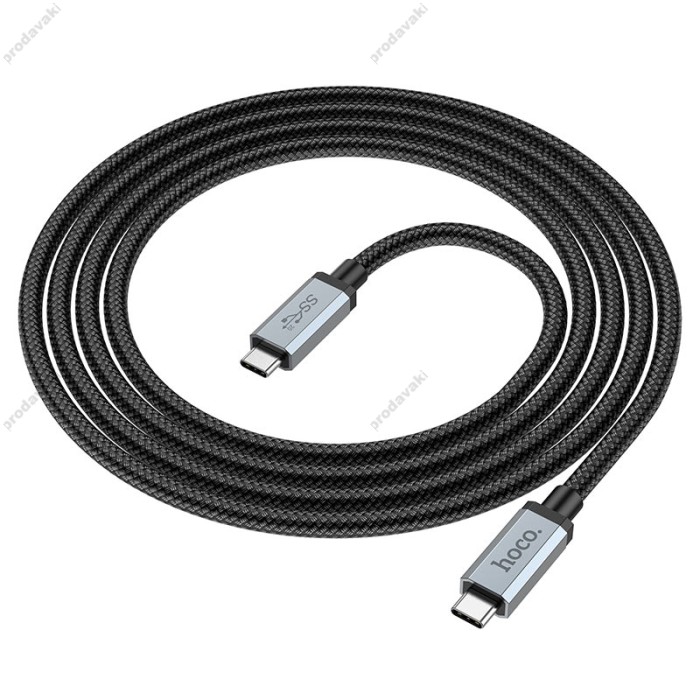 Кабель HOCO US06 HD high speed data cable USB3.2 20Gbps Type-C to Type-C 100W 5A 2m Black