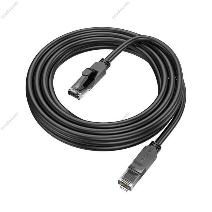 Інтернет кабель (Патч-корд) BOROFONE BUS01 Gigabit network cable CAT6 1Gbps 3m Black