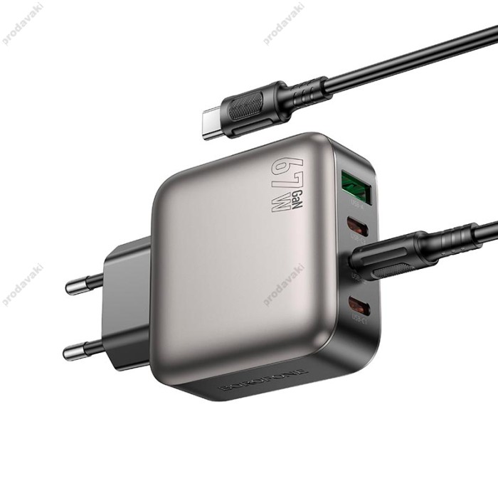 Мережевий зарядний пристрій Borofone BAS57A Absolute charger Type-C cable 67W Black