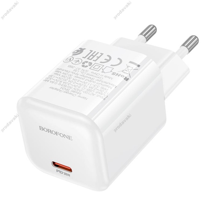 Мережевий зарядний пристрій BOROFONE BN34 Mini single port charger 30W White