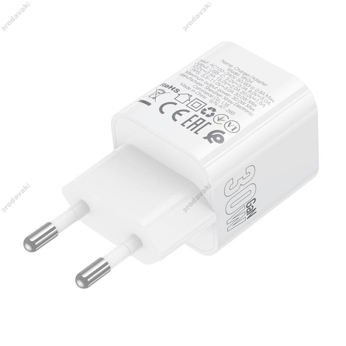 Мережевий зарядний пристрій BOROFONE BN34 Mini single port charger 30W White