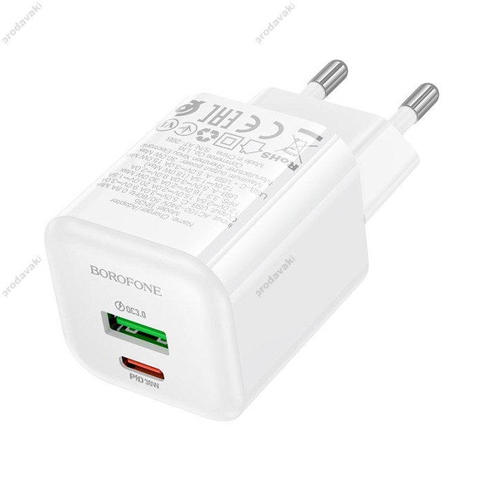 Мережевий зарядний пристрій BOROFONE BN35 Mini charger 30W White