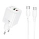 Мережевий зарядний пристрій BOROFONE BN35 Mini charger Type-C to Type-C cable 30W White