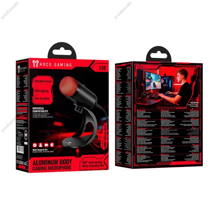 Мікрофон провідний настільний ігровий HOCO L50 Profit PC gaming microphone 1.5m Black