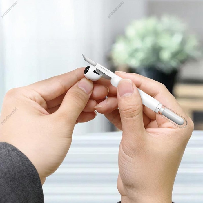 Щітка для очистки навушників HOCO UT1 3-in-1 Multifunctional cleaning tool for digital devices White