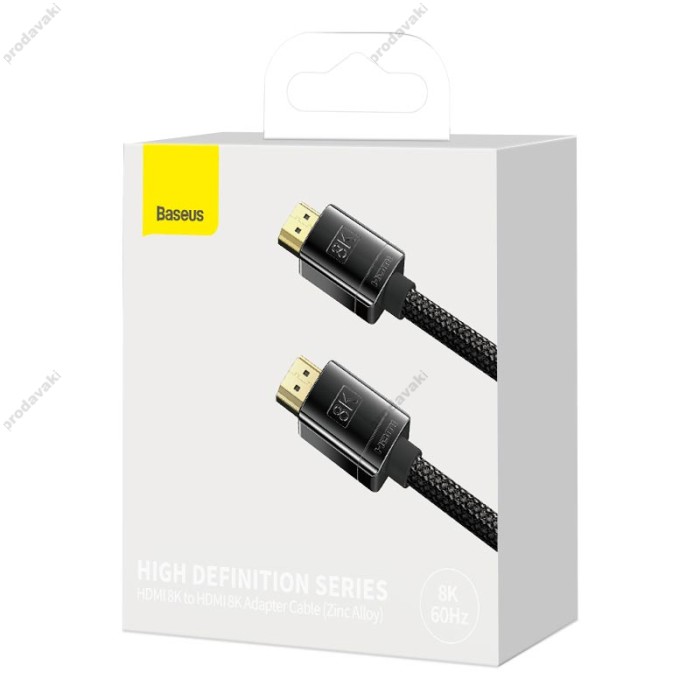 Кабель Baseus High Definition Series Adapter Cable (Zinc alloy) HDMI to HDMI 2.1 8K 1m Black WKGQ000001