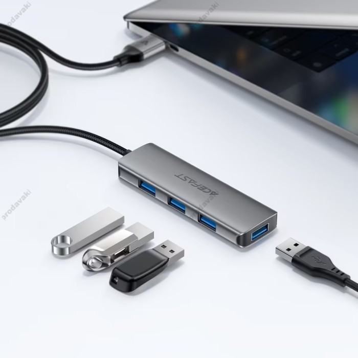 USB-Хаб ACEFAST J17 Multifunction Adapter 4в1 USB to 4xUSB 3.0 Grey