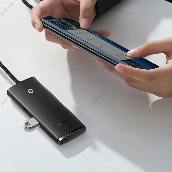 USB-Хаб Baseus Lite Series 4в1 USB to 4xUSB 3.0 2m Black WKQX030201