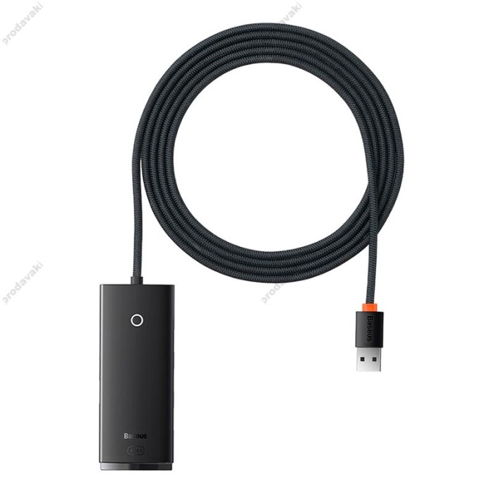 USB-Хаб Baseus Lite Series 4в1 USB to 4xUSB 3.0 2m Black WKQX030201