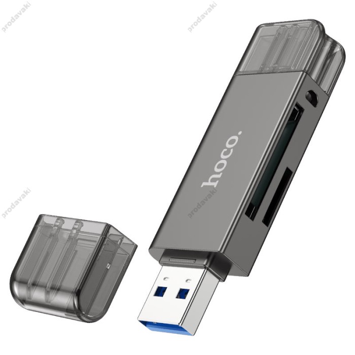 Кардрідер HOCO HB39 SD/TF USB/Type-C 3.0 high-speed card reader Grey