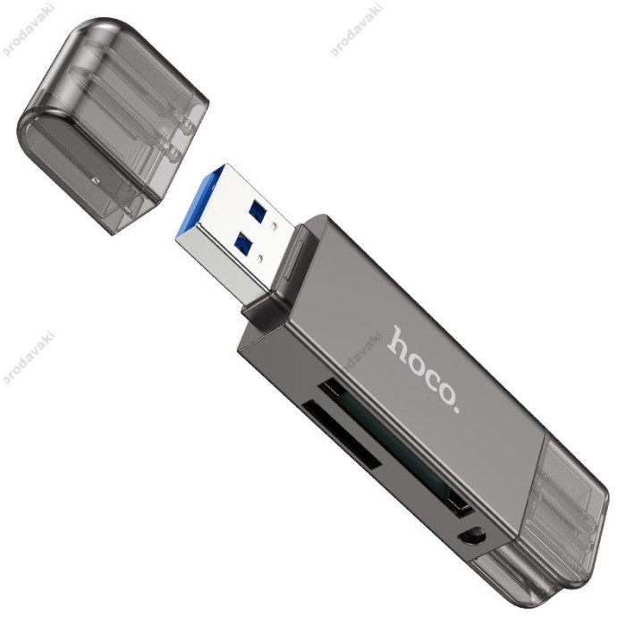 Кардрідер HOCO HB39 SD/TF USB/Type-C 3.0 high-speed card reader Grey