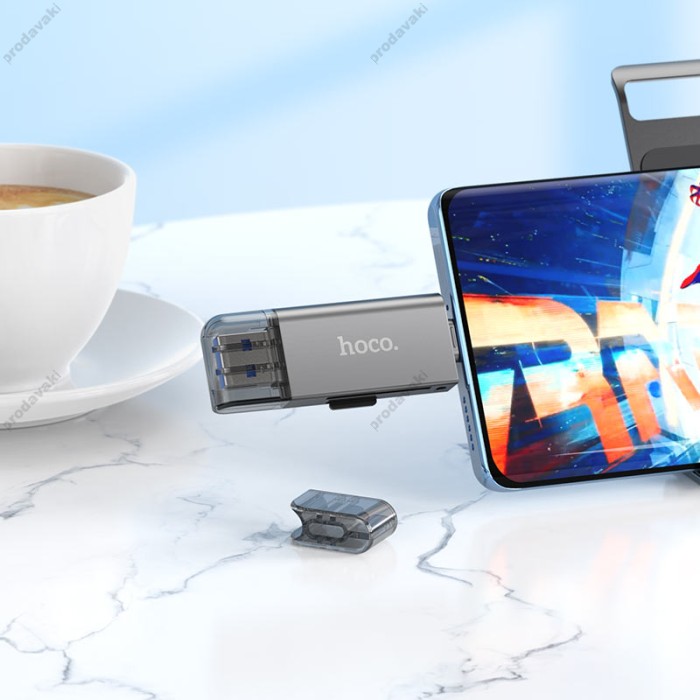 Кардрідер HOCO HB39 SD/TF USB/Type-C 3.0 high-speed card reader Grey