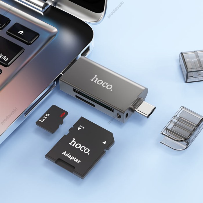 Кардрідер HOCO HB39 SD/TF USB/Type-C 3.0 high-speed card reader Grey