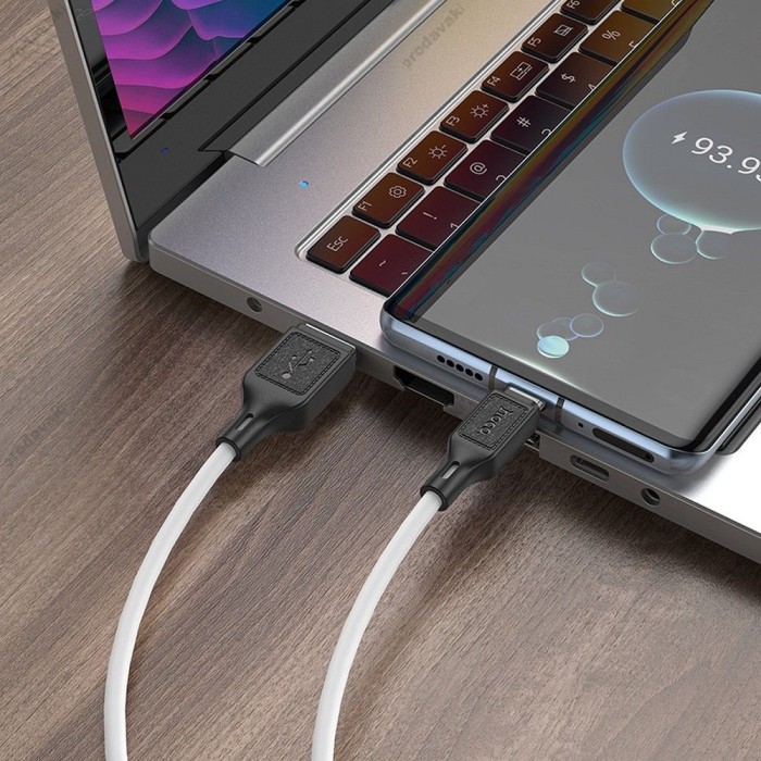 Кабель HOCO X90 Cool silicone charging data cable USB to Type-C 3A 1m White