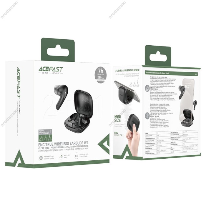 Бездротові Bluetooth навушники ACEFAST W4 Earbuds ENC TWS BT 5.4 Black
