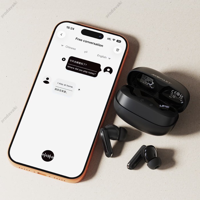 Бездротові Bluetooth навушники ACEFAST W8 Earbuds AI Translation ENC TWS BT 6.0 Black