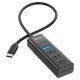 USB-Хаб HOCO HB25 Easy mix converter 4в1 Type-C to USB 3.0+3xUSB 2.0 Black