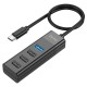 USB-Хаб HOCO HB25 Easy mix converter 4в1 Type-C to USB 3.0+3xUSB 2.0 Black