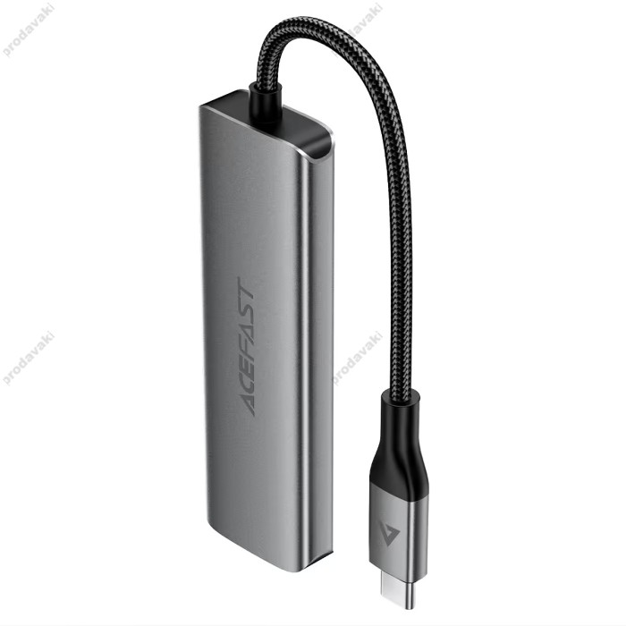 USB-Хаб ACEFAST J15 Multifunction Adapter 4в1 Type-C to 4xUSB 3.0 Grey