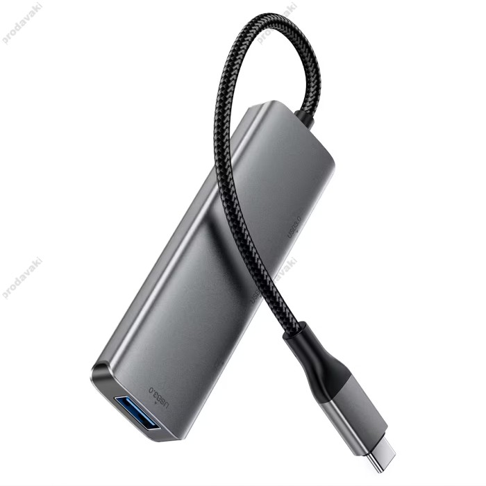 USB-Хаб ACEFAST J15 Multifunction Adapter 4в1 Type-C to 4xUSB 3.0 Grey