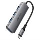 USB-Хаб ACEFAST J15 Multifunction Adapter 4в1 Type-C to 4xUSB 3.0 Grey