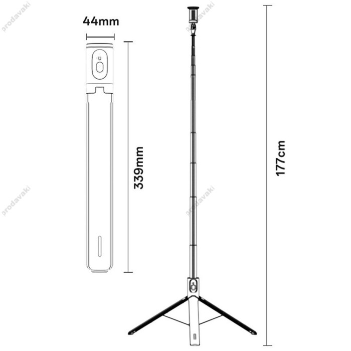 Монопод-трипод Yesido SF30 selfie stick tripod 1.77m Black