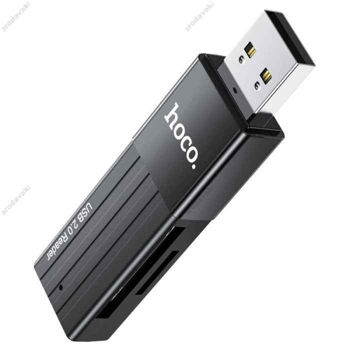 Кардрідер HOCO HB20 Mindful 2в1 SD/TF USB2.0 Black