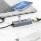 USB-Хаб Hoco HB34 Easy link USB Gigabit Ethernet adapter 4в1 USB to 3xUSB 3.0+RJ45 Metal Grey