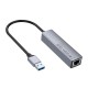 USB-Хаб Hoco HB34 Easy link USB Gigabit Ethernet adapter 4в1 USB to 3xUSB 3.0+RJ45 Metal Grey